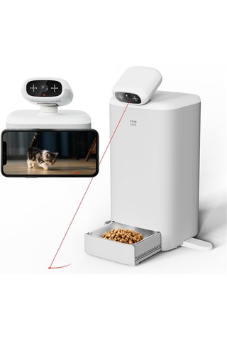 HHOLOVE O Sitter Akıllı Kedi Bakıcısı Ve Otomatik Mama Kabı 2.5L 3MP Gece Görüşlü 360° Kamera