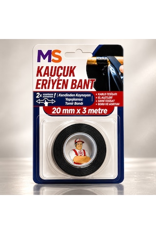 Premium Üst Kalite Kauçuk Eriyen Bant Yanmaz 20 Mm X 3 Metre İzolasyon Güçlü Yapışkanlı Tamir Bandı