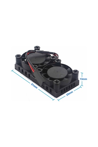 Raspberry Dual Fan Set Pi 4 3 B B+ 2 Adet 9mm Alüminyum Blok Çift Soğutma Fanı Isı Emici Dağıtıcı