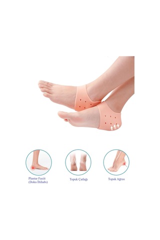 Topuk Dikeni Rahatlatıcı Silikon Çorap, Topuk Nemlendirici Patik, Topuk Çatlaklarını Nemlendiren Çorap, Topuk Kur Aloe Vera