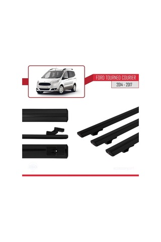 Ford Tourneo Courier 2014-2017 Arası İle Uyumlu Basic Model Ara Atkı Tavan Barı Siyah 3 Adet