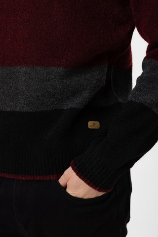 Back&bond Siyah Regular Fit Bisiklet Yaka Çizgili Triko Kazak