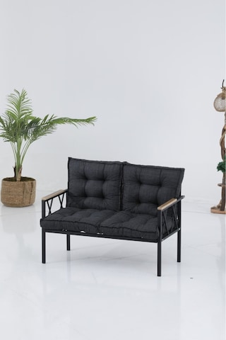 Ard & Garden Miray 211 Antrasit Fermuarlı Bahçe Balkon Takımı, Salon,teras- Berjer Düğmeli Metal Çay Seti Antrasit