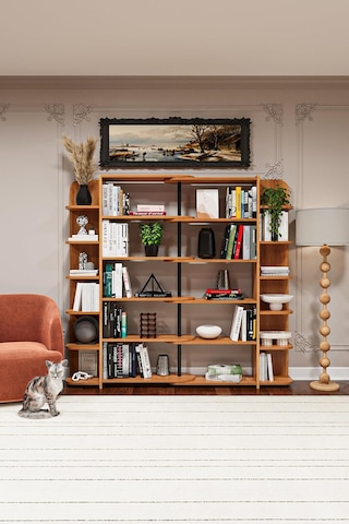 Asra Trend Petra Desen Dk-01 Modüler Kitaplık 176x155 Cm 17 Raflı L Şeklinde Köşe Kitaplık Düz Kurulum Duvar Ün Çok Renkli