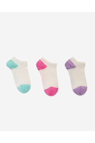 Skechers 3'lü Paket Colortips Bilekli Çorap Büyük Kız Çocuk Beyaz Sk2520137-3474