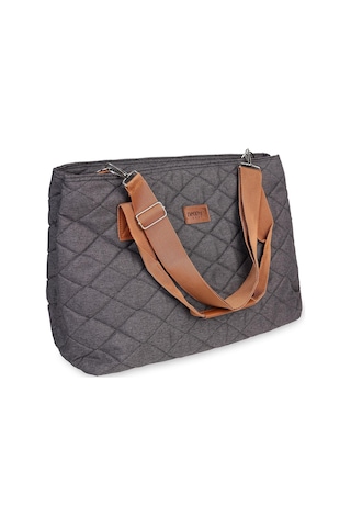 Nenny Baby Kapitoneli Mommy Bag Anne Bebek Bakım Çantası - Gri Füme
