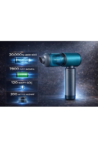 20.000 Pa Kablosuz El Süpürgesi 120w Güç, 7800 Mah Batarya, 200 Ml Toz Haznesi, 8 Başlıklı, Taşıma Çantal Diğer