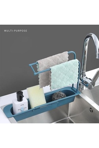 Teleskopik Lavabo Depolama Raf Ayarlanabilir Tahliye Raf Mutfak Yıkama Bezi Sünger Tutucu Raflar Ve Amp Tutucular 19 x 7 CM