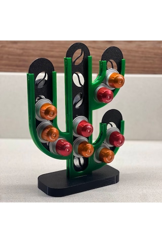 Kaktüs Kahve Standı Ayaklı Dekoratif Kapsül Düzenleyici 37 Mm Kapsül Uyumlu 37 Mm Kahve Standı