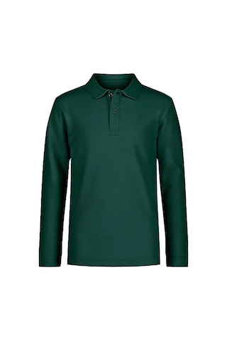 Tezzgelsin Erkek Çocuk Uzun Kol Polo Yaka Okul T-shirt Haki Yeşil Haki