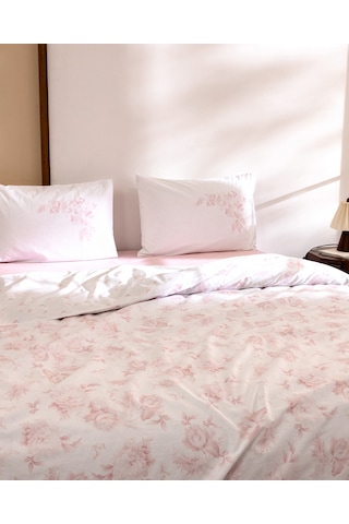 Madame Coco Noelie Çift Kişilik %100 Pamuk Ranforce Baskılı Çarşaflı Nevresim Takımı - Pudra 8684427333716 Çok Renkli