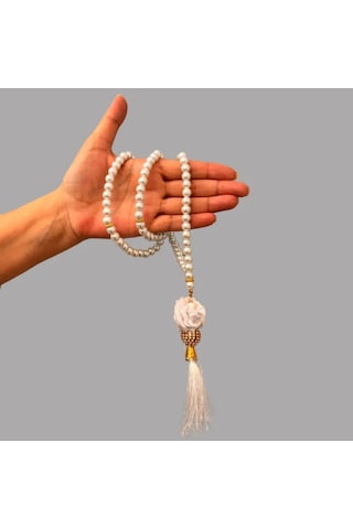 Uretti - Gül 4612 - El Yapımı Püsküllü İnci Tesbih 99'lu - Beyaz