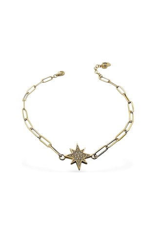MaGold İtalyan Ataç Zincir Kutup Yıldızı Çok Şık Altın Bileklik Altın Sarı Altın