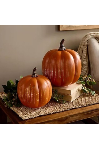 Folinda Turuncu Cam Kürdan Lambası - Zamanlayıcılı, Dahili Pil, Dekoratif Aydınlatma, 17x15x15 Cm 6 7 İnç