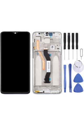 Xiaomi Redmi Note 8 Pro Sayısallaştırıcı İçin Tft Lcd Ekran Çerçeveli Tam Montaj Çift Sım Kart Versiyonu Beyaz