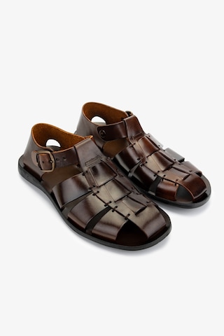 Valmenti Erkek Hakiki Deri Kahverengi Düz Sandalet 1152 1520 Erk Sndlt Y25 Marrone Açık Kahverengi