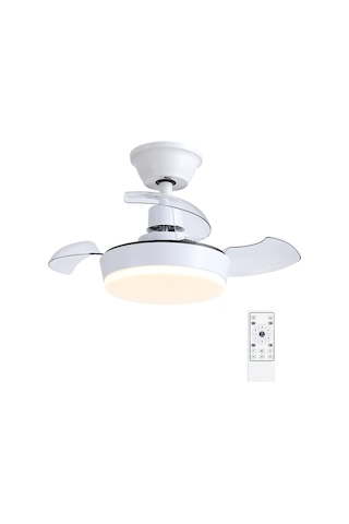 60 Cm Işıklı Deckenventilator, Uzaktan Kumandalı, 3 Kanatlı, Beyaz