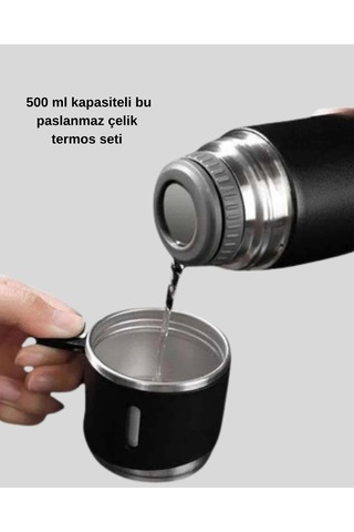 Mey İthalat Paslanmaz Çelik 500 Ml Termos Seti 8 Saat Isı Koruma, Vakumlu, Sızdırmaz Ve Taşınabil Çok Renkli