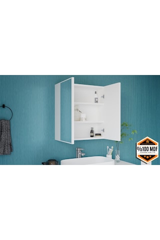 Lale 2 Kapaklı Aynalı Banyo Dolabı Mdf Beyaz