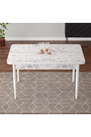 Tulca Serisi 70x110 Beyaz Mermer Desen Mdf Masa Sabit Mutfak Masası