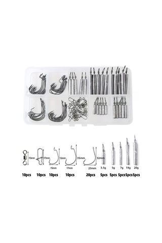 Moveevo 85 Parça Liyak Lead Seti: Dayanıklı Yumuşak Yem, Engellere Takılmaz Kanca Ve Çeşitli Balık Avı Erişimi - T0187