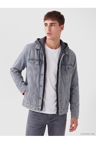Lcw Jeans Gri Regular Fit Kapüşonlu Erkek Jean Mont