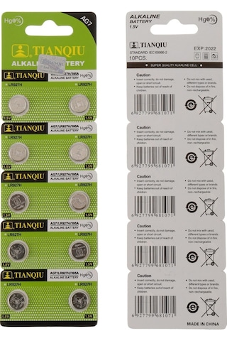 Tianqiu AG7 LR927H/395A 1.5V Alkalin Düğme Pil 10'lu