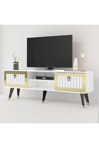 LİDYA TV STAND BEYAZ-ALTIN