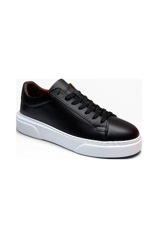 Brt Lf-050-26 Hakiki Baskı Deri Anatomik Erkek Sneaker Siyah Beyaz