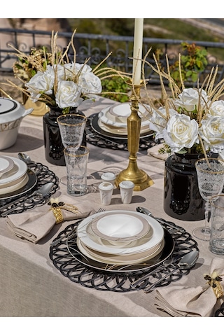 Schafer Tılsım Charm Yemek Takımı 60 Parça-siyah