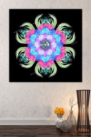 Lotus Çiçeği Ve Yaşam Çiçeği Kanvas Tablo 140 x 140