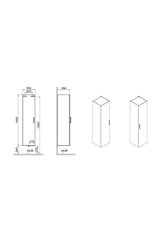 Vitra Mia 66167 Boy Dolabı 35 CM Parlak Antrasit