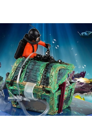 Vkemall Akvaryum Zekâsı: Turuncu Dalga Dalgıç Ve Sandık, Balık Tankı İçin Oksijen Verici Görsel Dekorasyon