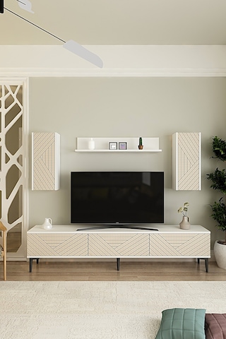 Tvr1802bt - Ferrotvr180 Tv Ünitesi Takımı Beyaz-traverten Kapak 180cm Beyaz-traverten
