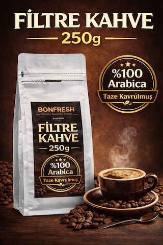 Bonfresh 250g Filtre Kahve %100 Arabica Taze Kavrulmuş Dengeli & Yumuşak İçim