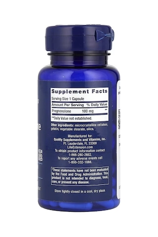 Life Extension Pregnenolone 100 Mg Memory Focus Cognitive 100 Caps