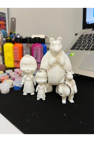 3d Baskı Maşa İle Koca Ayı Figürü Boyama Seti Boyama Seti Hediyeli