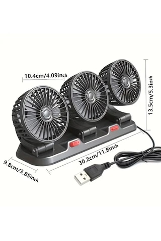 Atay Garage 3 Kafalı Vantilatör 12 Wolt Çıkışlı Arabada Karavanda Evde Kullanıma Musait