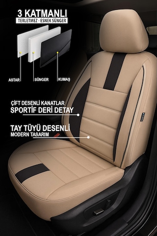 Oniks Tay Tüyü Oto Koltuk Kılıfı Fiat Egea-linea-punto-albea-marea-tipo-uno Uyumlu Bej