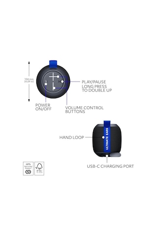 Logitech Ultimate Ears Wonderboom Play Taşınabilir Su Geçirmez Bluetooth Hoparlör Siyah