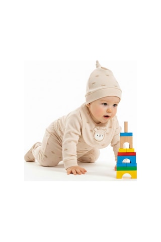 Sebi Bebe Geyikli 5'li Hastane Çıkış Seti 2037 Bej