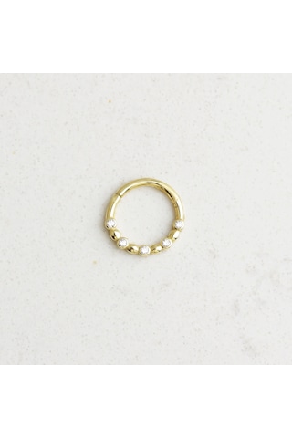 Glorria Altın Beş Taş Halka Piercing Sarı