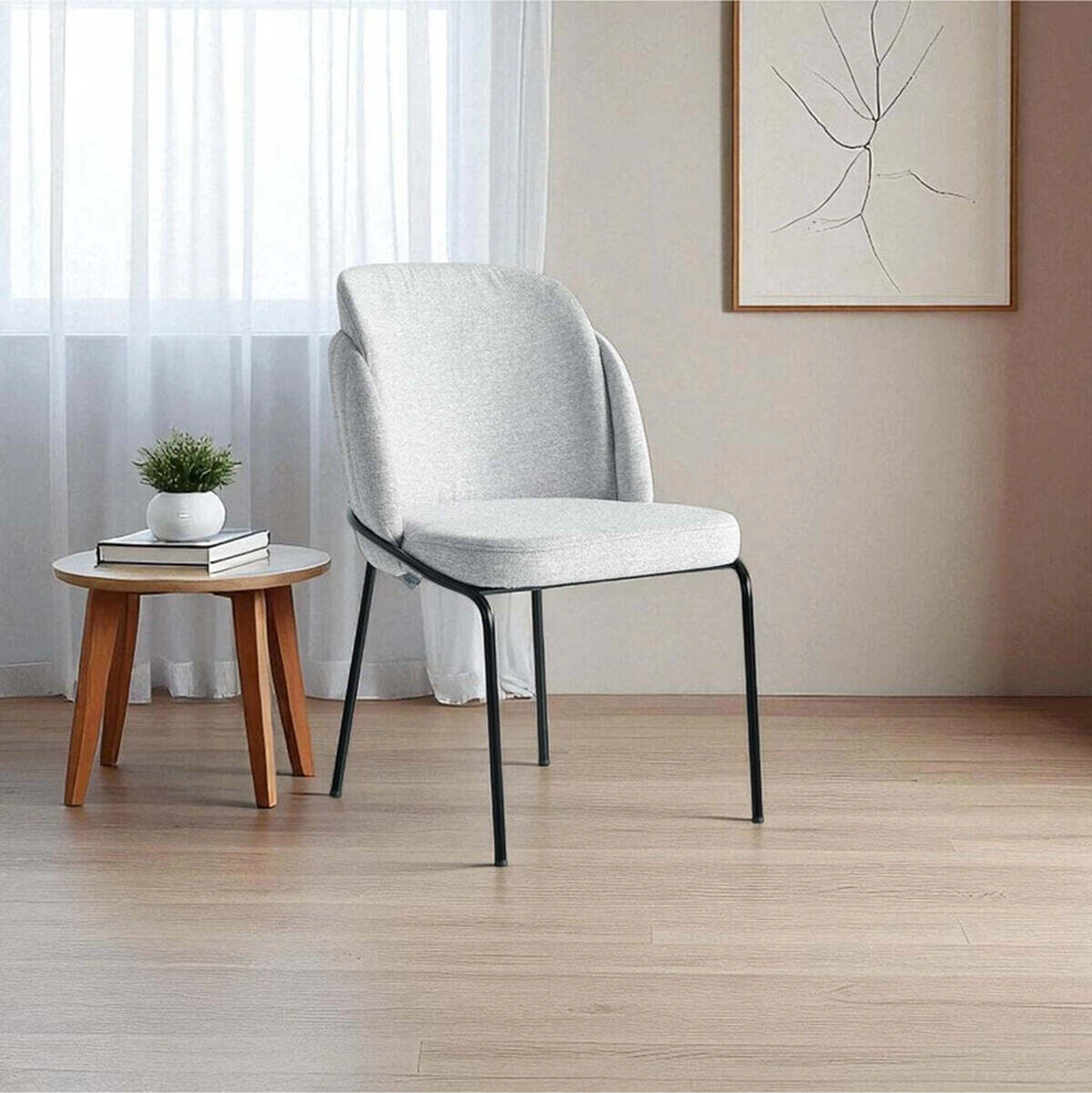 Dengema Rio Alp S26 Sandalye Gri Kumaş, Siyah Metal Ayak Gri - Siyah Ayak