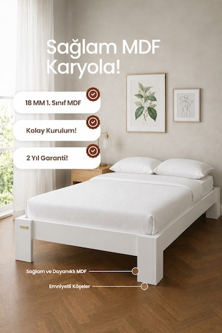 Stillo Başlıksız Mdf Karyola