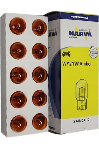 İKİ ADET NARVA WY21W 12V. 17629 STANDART DİPSİZ SARI AMPUL