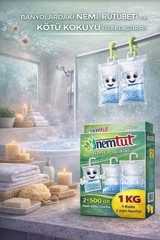 Yazın Sıcak Havalara Karşı Etkili Nem Alıcı Rutubet Emici Koku Ve Küf Önleyici 1 Kg 2 Adet