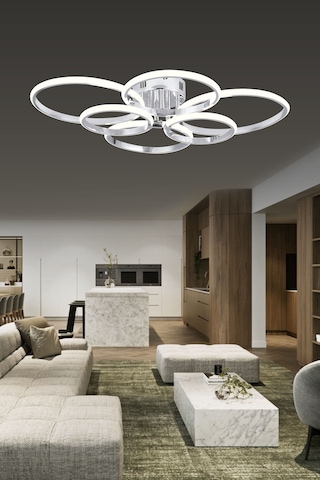 Pl 02 6 Model Krom 3 Renkli Salon Ve Oturma Odası İçin İdeal Alüminyum Avize, 75x10 Krom