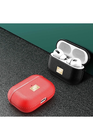 Airpods Pro 2 Uyumlu Deri Görünümlü Askı Aparatlı Wlons Kılıf Kırmızı