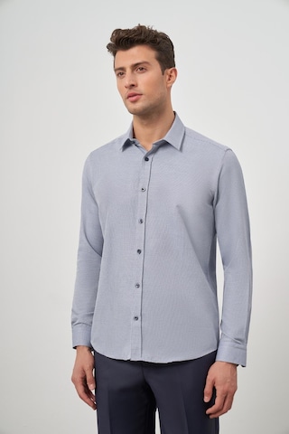 İmza Koyu Lacivert Uzun Kol Kendinden Desenli Armürlü Sert Yaka Cepsiz Pamuklu Classic Slim Fit Gömlek 1004245161 Koyu Lacivert