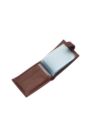Westpolo Hakiki Deri Bol Şeffaf Kart Bölmeli Patlı Unisex Kartlık - Taba Taba